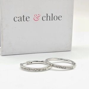 New Swarovski Crystal 18k white Gold plated Hoop 26 mm stunning Earrings.